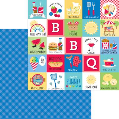 Doodlebug Bar-B-Cute Designpapier - Blueberry Plaid